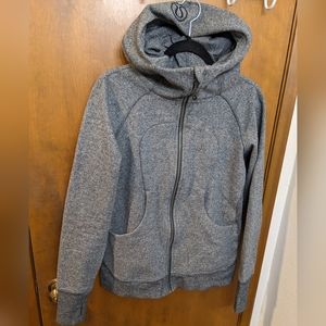 Lululemon Scuba III Full Zip Heather Gray Hooded Sweatshirt 10 Light Fleece